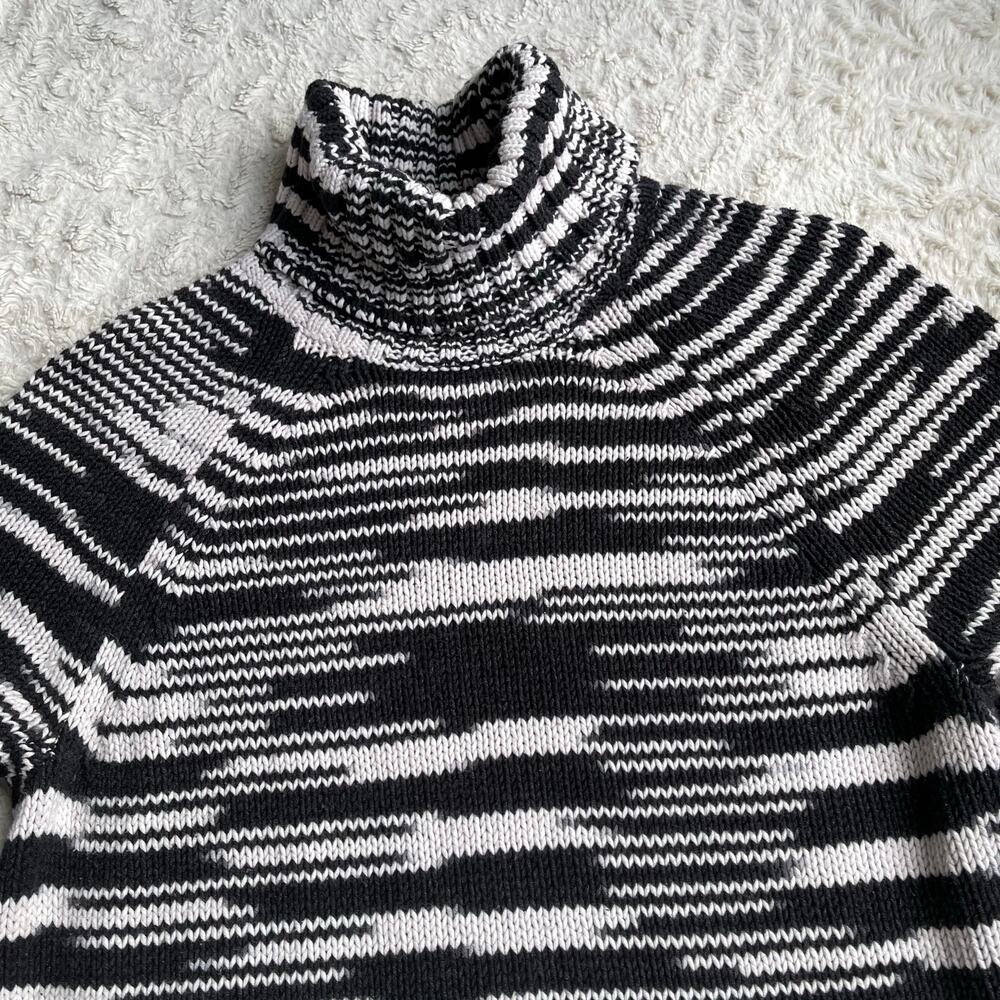 Chico's spacedye turtleneck chunky knit sweater‎ space dye black cream M - Picture 6 of 17